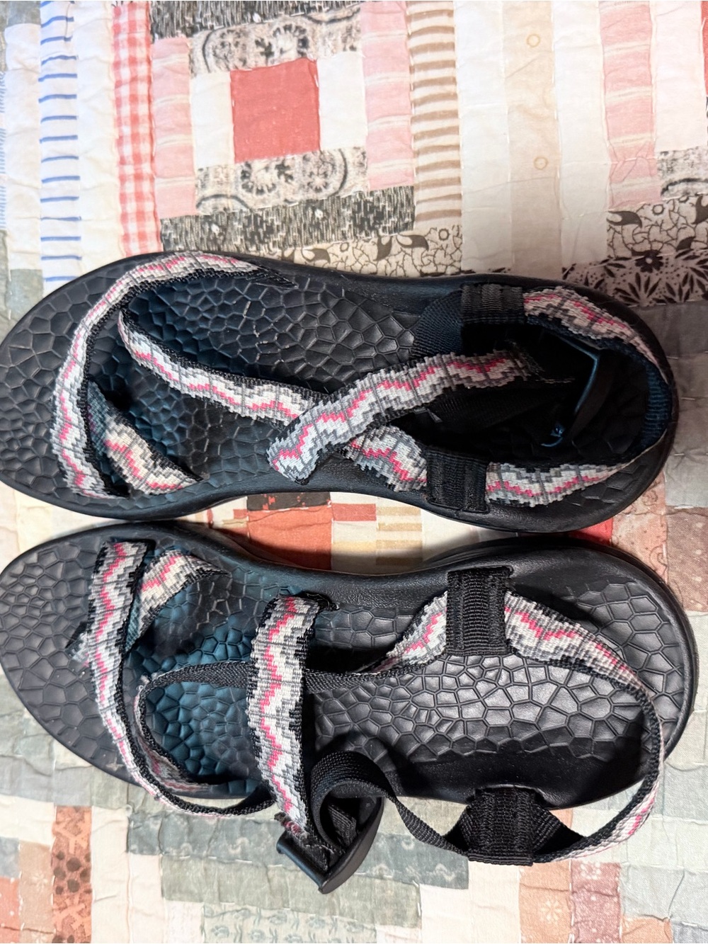 Chaco Women's Black Sandals with Pink and Gray Straps